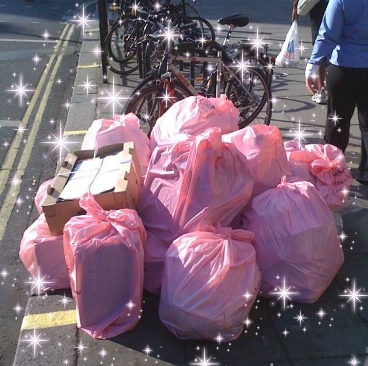 pink garbage bags