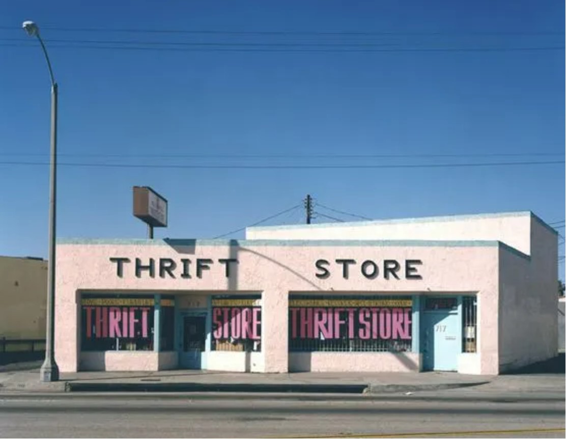 street view of a pink thrift store